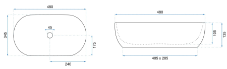 Lavoar cu montare pe blat 48x34 cm, imitatie piatra finisaj lucios, oval, Rea Amelia [5]