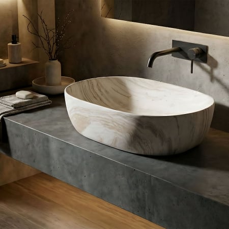 Lavoar oval Rea Amelia, finisaj imitatie piatra mat, 48 x 34.5 cm [5]