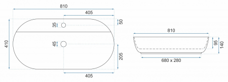Lavoar oval Rea Aura, alb, ceramică lucioasă, 81 x 41cm [4]