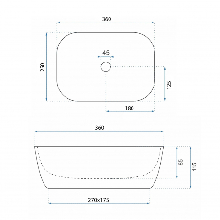 Lavoar Rea Belinda, ceramica alb lucios, 36 x 25 cm [4]