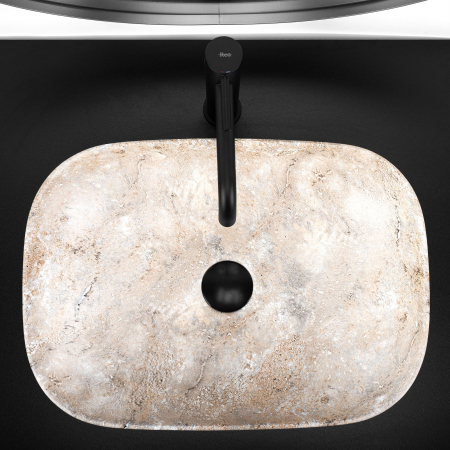 Lavoar cu montare pe blat 47 cm, imitatie piatra, Rea Belinda Savana [2]