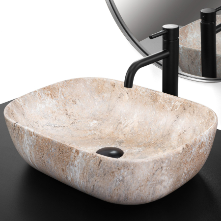 Lavoar cu montare pe blat 47 cm, imitatie piatra, Rea Belinda Savana [3]