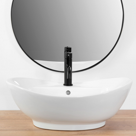 Lavoar pe blat Rea Cindy alb, oval, ceramică lucioasă, 58,5 x 39 cm [2]