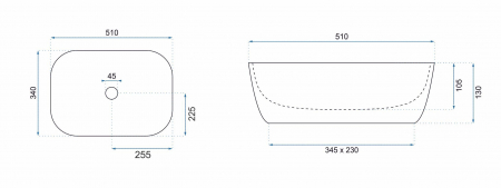 Lavoar dreptunghiular Rea Claudia, ceramică alb lucios, 51 x 34 cm [4]