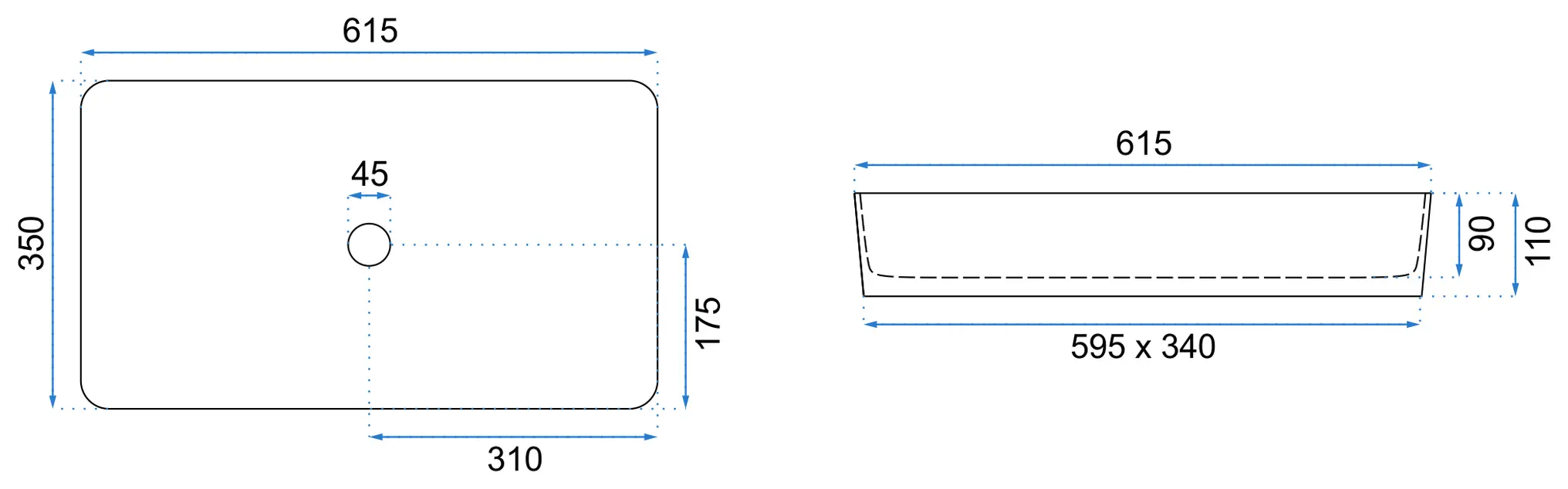 Lavoar dreptunghiular Rea Denis, alb lucios, 61,5 x 35 cm [5]