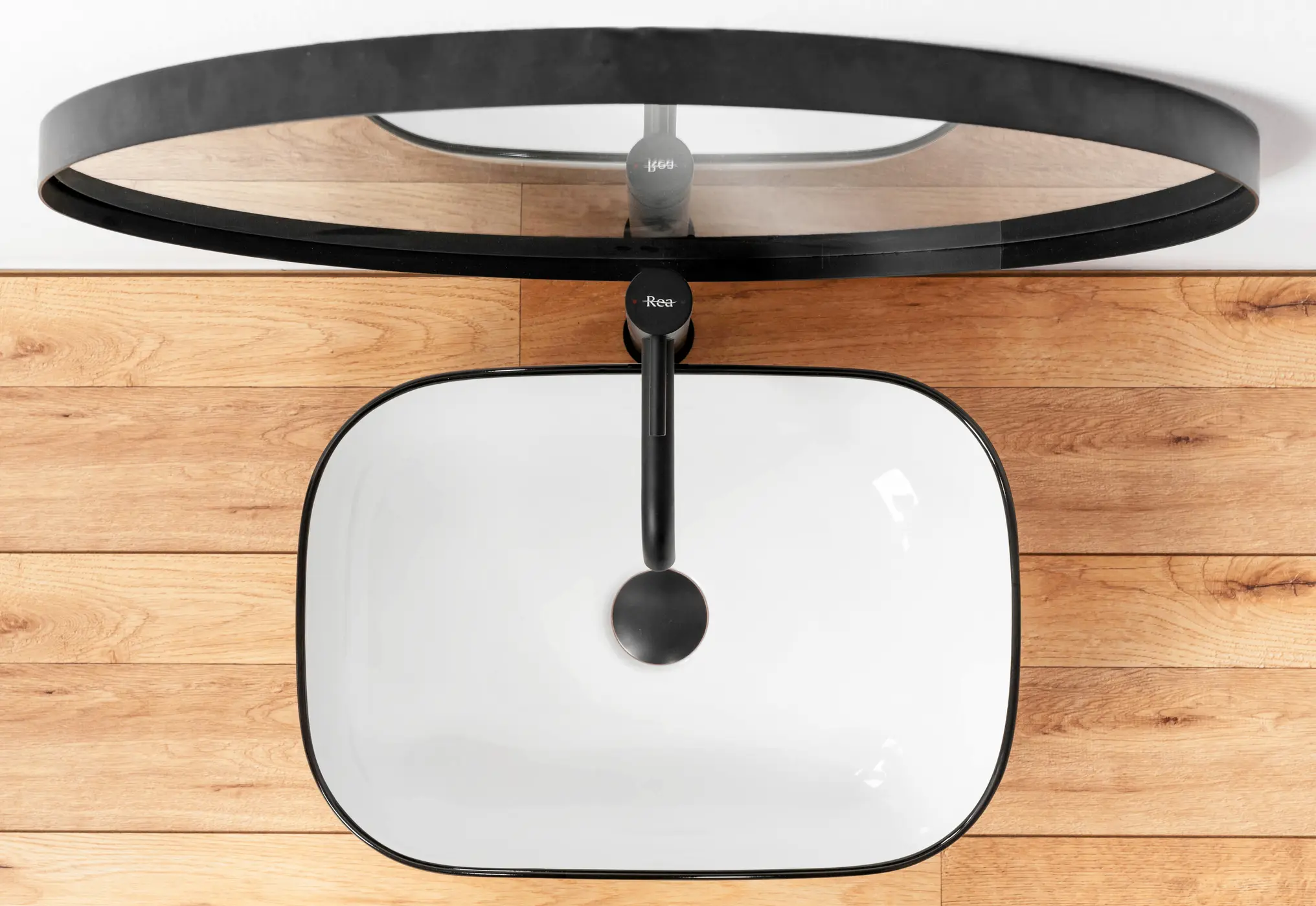 Lavoar dreptunghiular Rea Marbel, alb lucios cu contur negru, 46,5 x 33 cm [3]