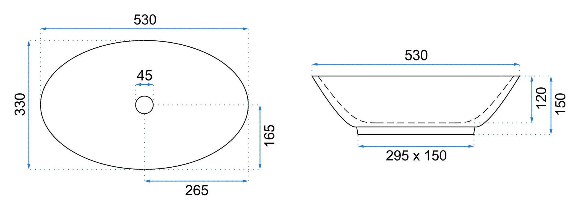 Lavoar oval REA Pamela, ceramică efect marmură, alb/auriu, 53 x 33 cm [3]