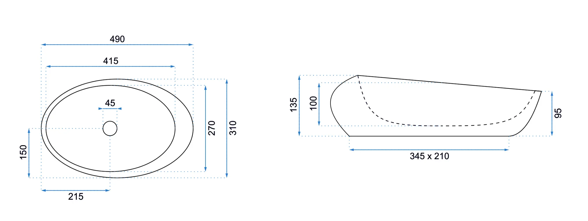 Lavoar oval Rea Roxy, finisaj mat imitație piatră, 49 x 31 cm [3]