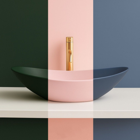 Lavoar pentru blat Rea Royal Powder Pink Matt [6]