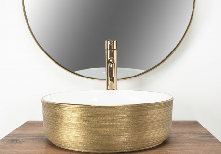 Lavoar pentru blat Rea Sami White Brush Gold [2]