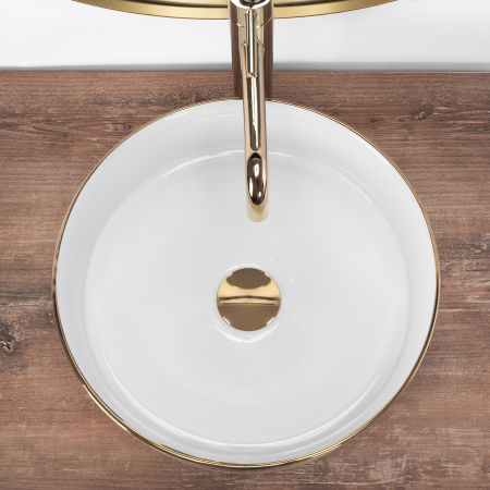 Lavoar pentru blat Rea Sami White Brush Gold [3]