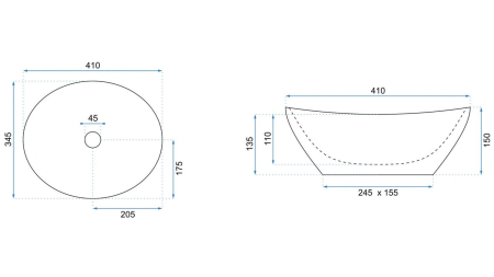 Lavoar pe blat Rea Sofia alb, oval, ceramică lucioasă, 41 x 34,5 cm [6]