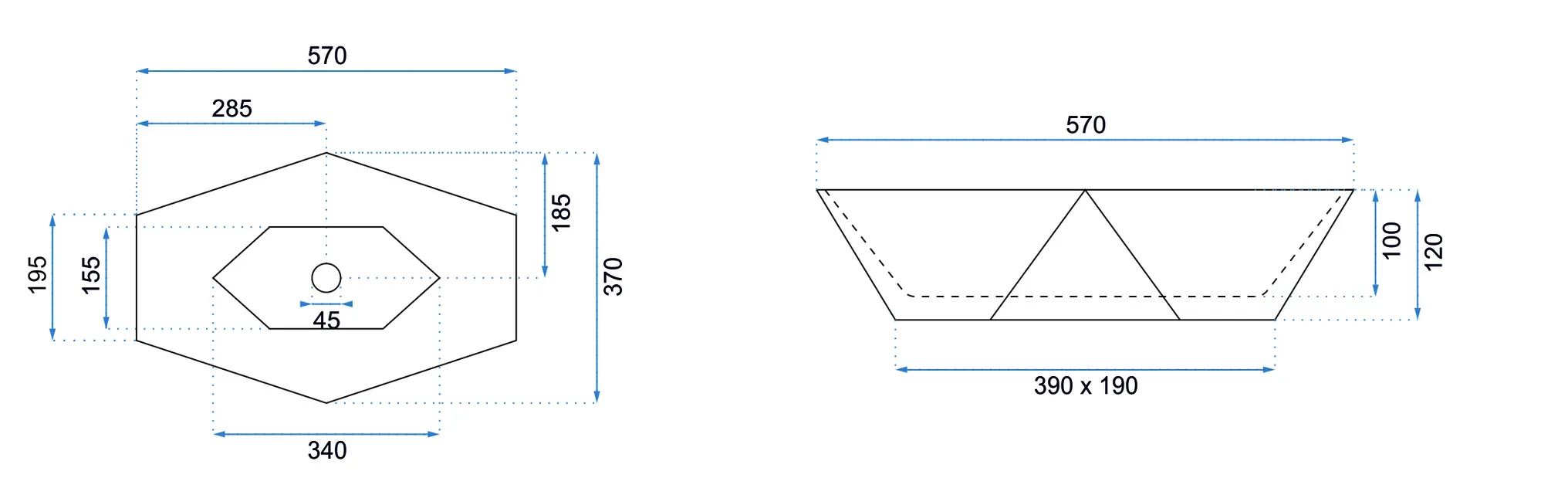 Lavoar pe Rea Vegas, alb lucios, 57 x 37 cm [5]