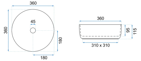 Lavoar rotund Rea Sami, alb/auriu, ceramică lucioasă, 36 x 36 cm [5]