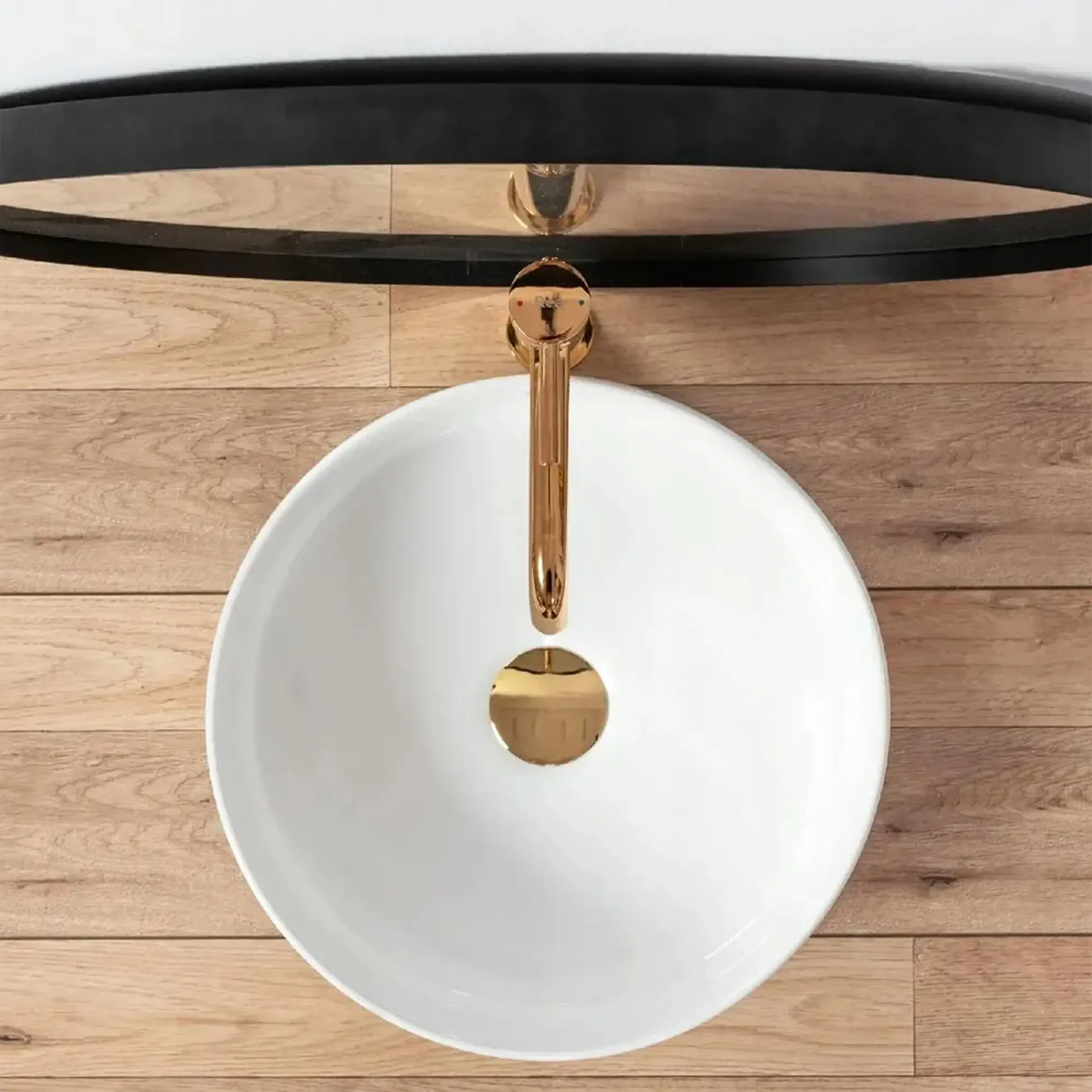 Lavoar rotund Rea Sami, alb lucios, 36 x 36 cm [3]