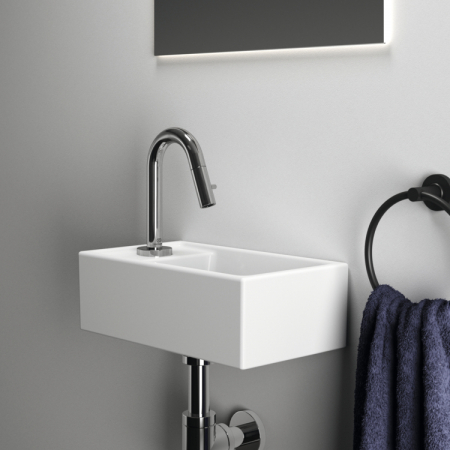 Lavoar suspendat alb 37 cm, dreptunghiular, orificiu baterie stanga, Ideal Standard Tempo [6]