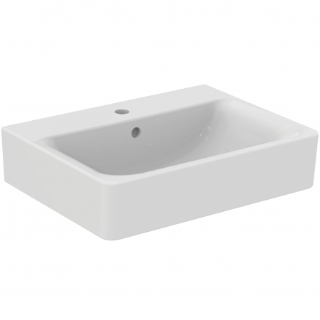 Baie - Lavoar suspendat alb 60 cm, dreptunghiular, orificiu baterie si preaplin, Ideal Standard Connect Cube