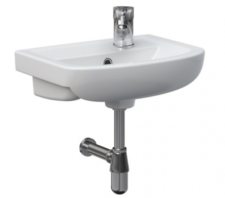 Chiuvete baie - Lavoar suspendat alb 40 cm, asimetric, orificiu baterie dreapta, Cersanit Arteco