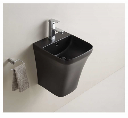Lavoar suspendat negru mat cu ventil ceramic inclus, Medelin Foglia [1]