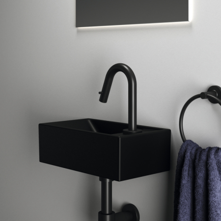 Lavoar suspendat negru mat 37 cm, dreptunghiular, orificiu baterie dreapta, Ideal Standard Tempo [7]