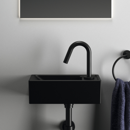 Lavoar suspendat negru mat 37 cm, dreptunghiular, orificiu baterie dreapta, Ideal Standard Tempo [6]