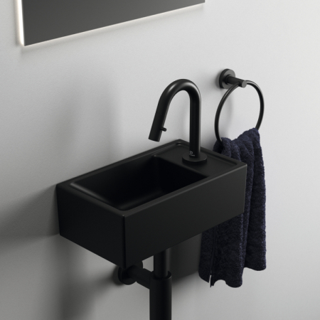 Lavoar suspendat negru mat 37 cm, dreptunghiular, orificiu baterie dreapta, Ideal Standard Tempo [8]