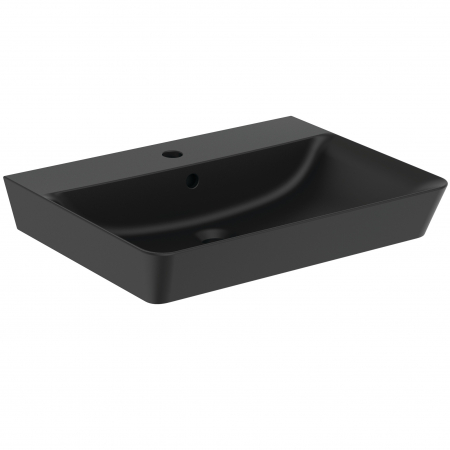 Chiuvete baie - Lavoar suspendat negru mat 60 cm, orificiu baterie si cu preaplin, Ideal Standard Connect Air