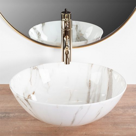 Lavoar pe blat rotund 35 cm, imitatie piatra, Rea Stella Aiax Shiny [2]