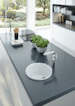 Chiuveta bucatarie rotunda ceramica, alba, Lusitano, Deante [1]