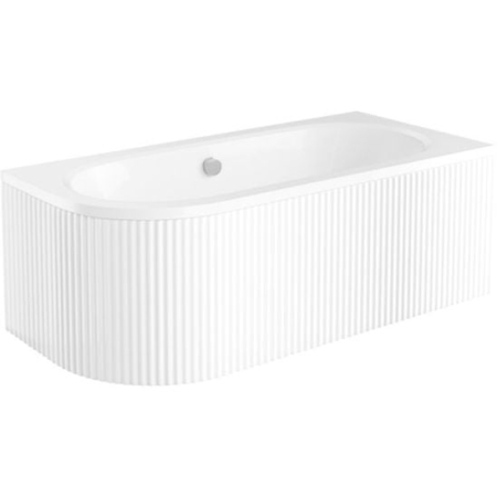 Cazi de baie pe colt - Cada baie 170x75 cm, masca frontala cu riflaje inclusa, alba, Besco Avita