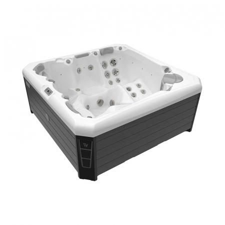 SPA - Minipiscina 5 persoane 218 × 218 cm alba cu hidromasaj, acril, Wellis, Palermo CityLife Deluxe