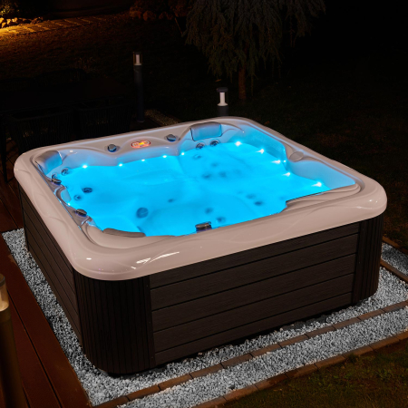 Minipiscina, alb-lucios, cu led si sistem audio 6 persoane, 215 x 215-cm, Wellis Venus [11]