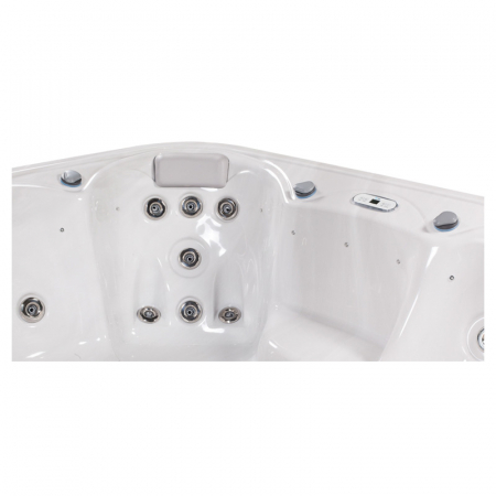 Minipiscina alb lucios cu LED si sistem audio, 6 persoane, 215x215 cm, Wellis, Venus [2]