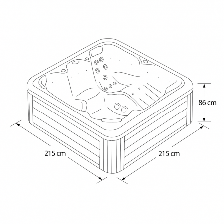 Minipiscina alb lucios cu LED si sistem audio, 6 persoane, 215x215 cm, Wellis, Venus [4]