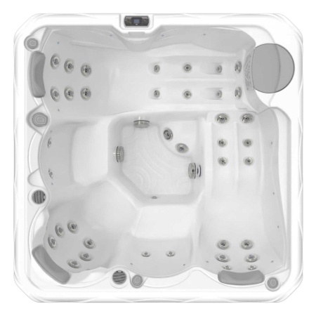 Minipiscina jacuzzi 5 persoane Wellis, alb-lucios, 42 jeturi hidromasaj, WiFi, sistem audio, 200×200 cm, Wellis Budapest Life Deluxe [1]