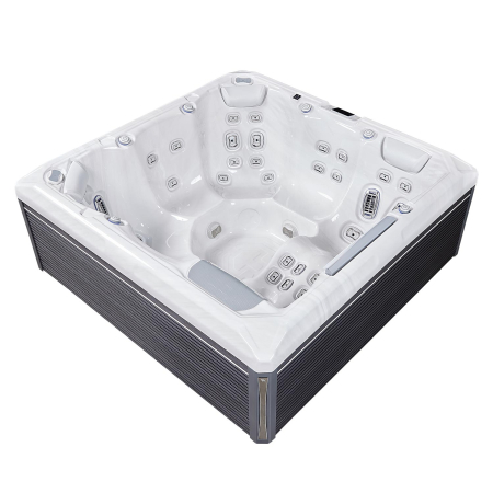 Minipiscină jacuzzi 6 persoane, alb-lucios, 43 jeturi, Infinity jets, WiFi, sistem audio, 215 × 215 cm, Wellis Atlas Deluxe [3]