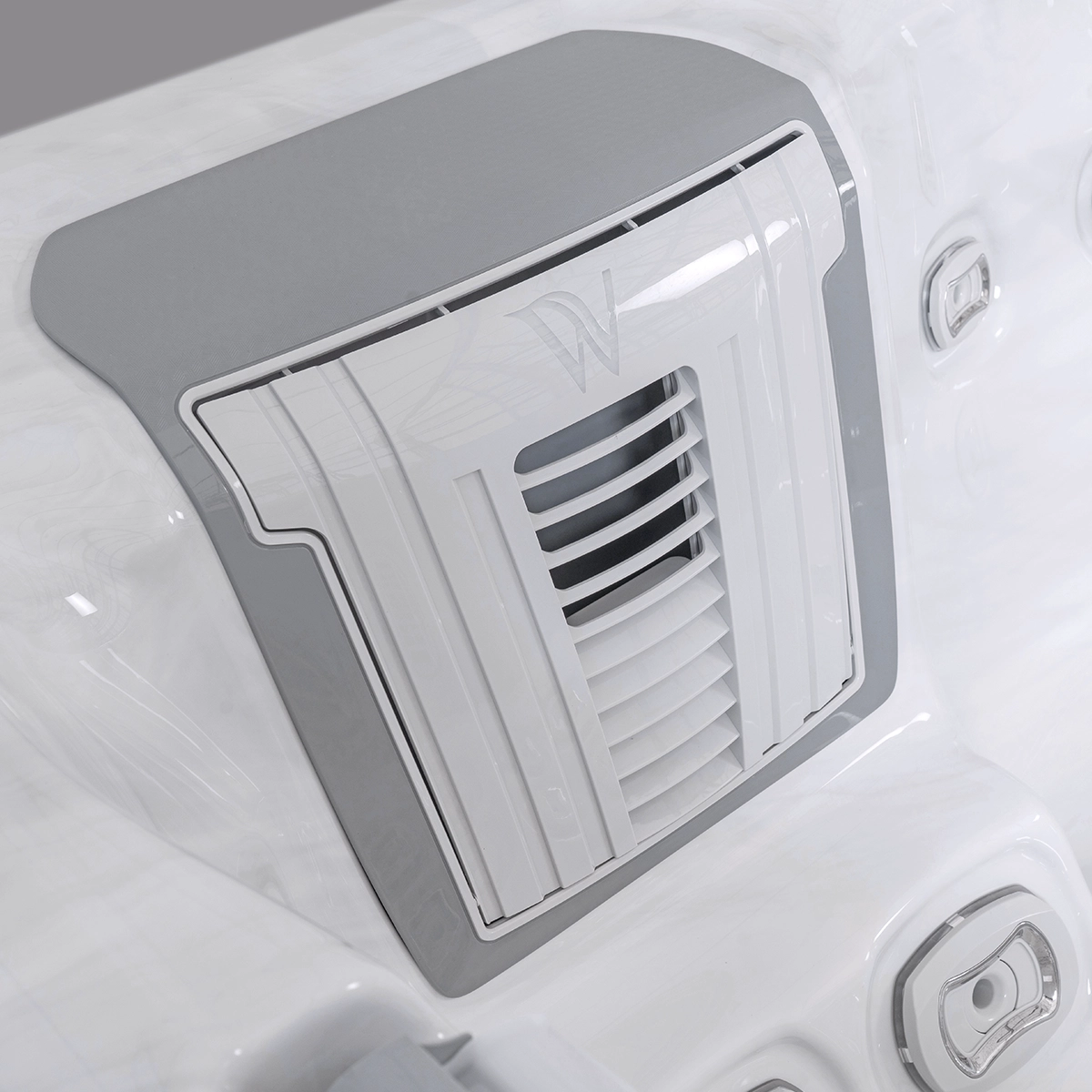 Minipiscină jacuzzi 6 persoane, alb-lucios, 43 jeturi, Infinity jets, WiFi, sistem audio, 215 × 215 cm, Wellis Atlas Deluxe [9]