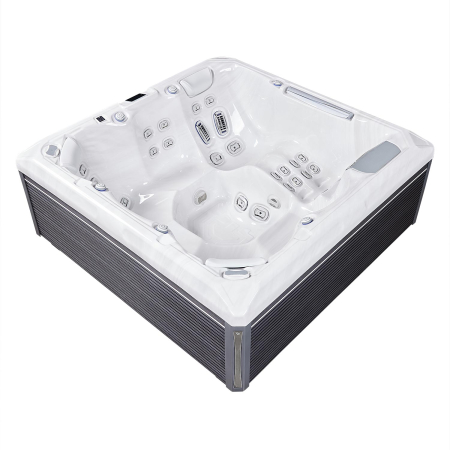 Minipiscină jacuzzi 6 persoane, alb-lucios, 43 jeturi, Infinity jets, WiFi, sistem audio, 215 × 215 cm, Wellis Atlas Deluxe [2]