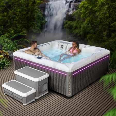 Minipiscina jacuzzi 6 persoane, 43 jeturi, Infinity jets, WiFi, sistem In-Line WIS, unitate de control Gecko IN.YE-3, sistem audio, 215 × 215 cm, Wellis Atlas Life Premium [8]