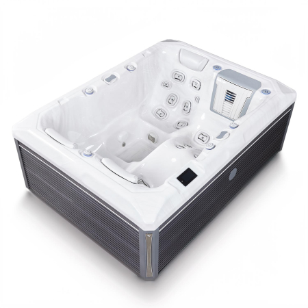 Minipiscina jacuzzi 3 persoane, alb-lucios, 32 jeturi, WiFi, sistem audio, pompa caldura integrata, In-Line WIS, unitate Gecko IN.YE-3, 160 x 215, Wellis Teide Life Premium Plus [1]