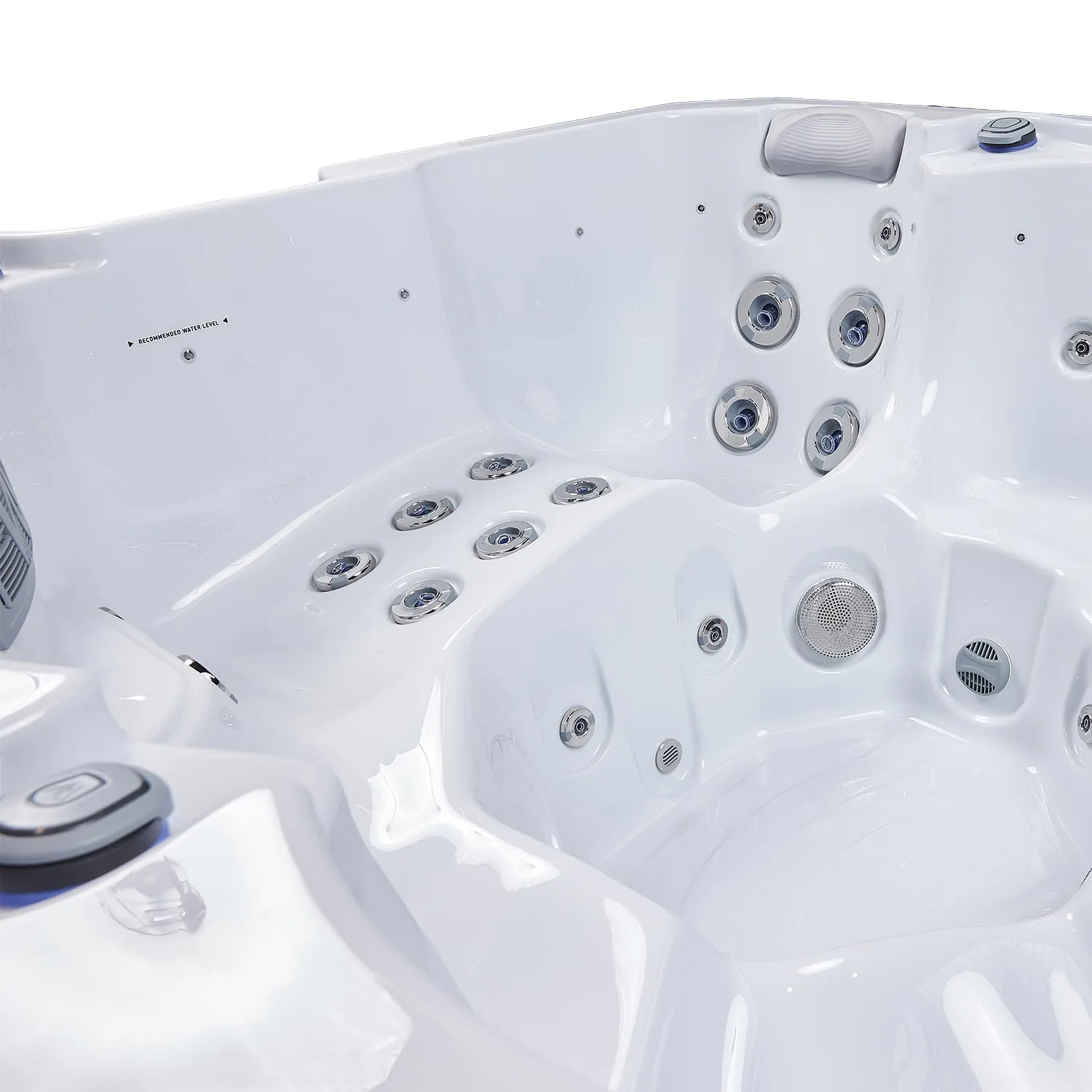 Minipiscina jacuzzi 6 persoane, alb-lucios, 50 jeturi hidromasaj, scara inteligenta cu suport pentru pompa de caldura, 200 × 200 cm, WiFi, sistem audio, Wellis Prague CityLife Premium [11]
