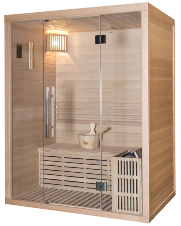 SPA - Sauna finlandeza de interior, 150x105 cm pentru 2 persoane, lemn de hemlock, Igneus Wellis