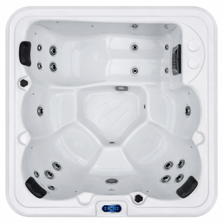 Minipiscina alb lucios, Glass Eascape 19 , sistem stereo, 6 locuri, cromoterapie 195 × 195 cm [1]