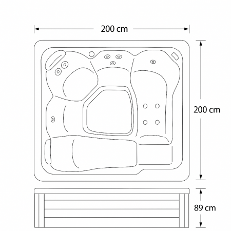 Minipiscina Pluto alb lucios, Wellis, MyLine, sistem stereo myMusic, 5 locuri, 200x200 cm [7]