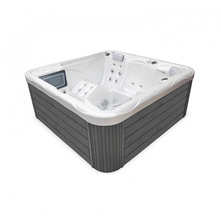 SPA - Minipiscina Pluto alb lucios, Wellis, MyLine, sistem stereo myMusic, 5 locuri, 200x200 cm