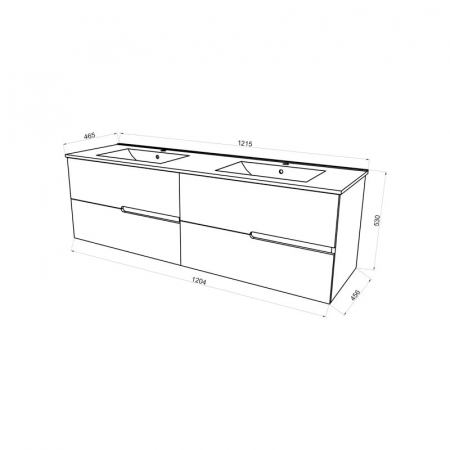 Mobilier baie alb cu doua lavoare si 4 sertare soft close, Toledo, 120 cm [2]