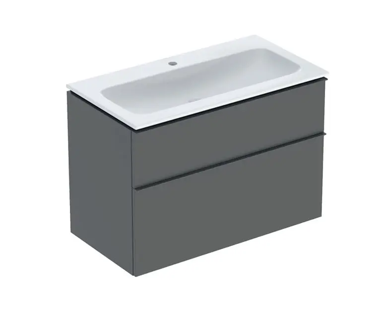 Seturi mobilier cu lavoar - Mobilier baie cu lavoar 90x48 cm, lava mat, 2 sertare, Geberit iCon