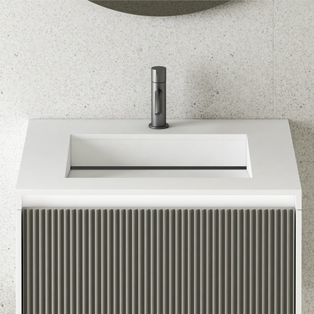Mobilier baie suspendat gri inchis cu lavoar, 60x52 cm, cu iluminare LED, Elysium Blanca [3]