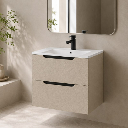 Mobilier baie pentru lavoar 60 cm, almond, finisaj rugos , Fluminia Malta [1]