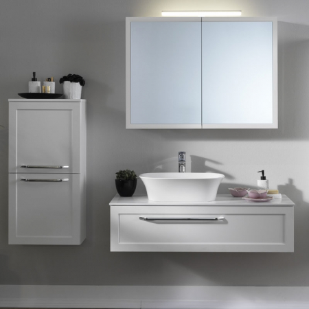 Mobilier pentru lavoar - Dulap baie suspendat KolpaSan Blanche 110 cm, pentru lavoar pe blat, alb